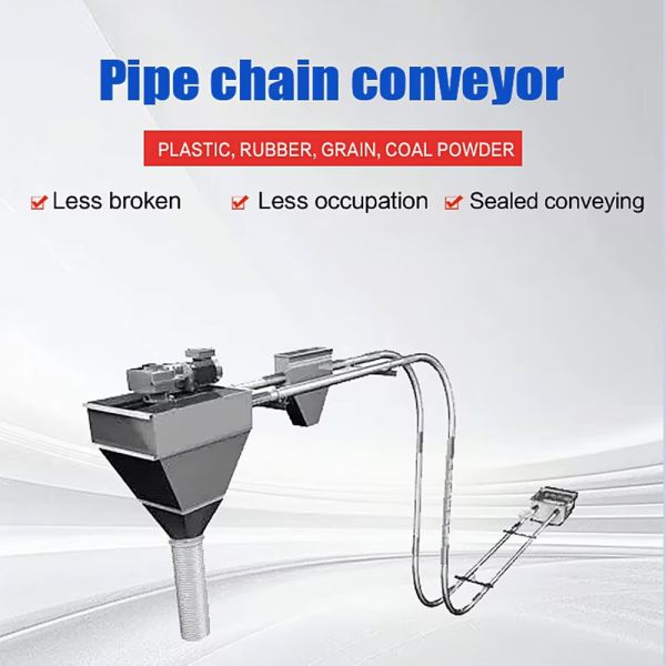 Custom-made fully enclosed pipeline chain conveyor industrial tubular conveyor, suitable for cement, flour, and ash plant manufacturers.