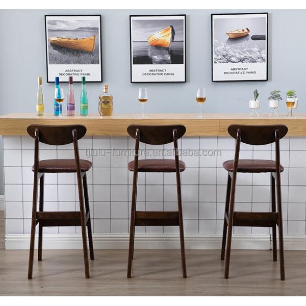 OEM Service Accepted Natural Solid Wood Bar Stool for High Chair Furniture and Cushion