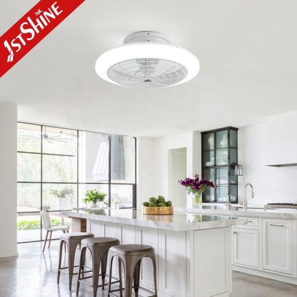 Soluções de iluminação ETL Certificado Ventilador de teto LED branco com lâminas leves e fáceis de limpar