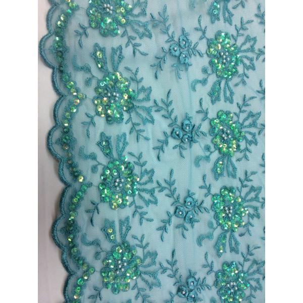 Скаллопед зеленый цвет отбортовал ткань шнурка двором для Веддинг Бридальс/мантии