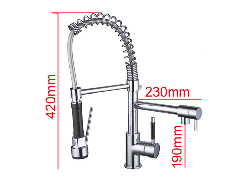 Oersitor Kitchen Faucet with Brass Body 35mm Ceramic Cartridge Pull Down Sink Mixer Tap Chrome Surface Finish
