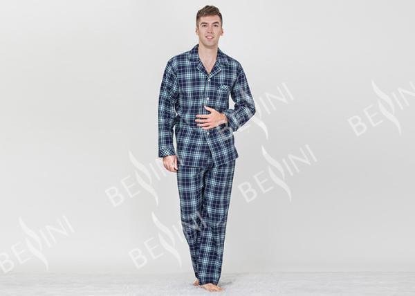 Comfortable Soft Mens Luxury Sleepwear Cotton Reverse Collar Long Sleeve Shirt