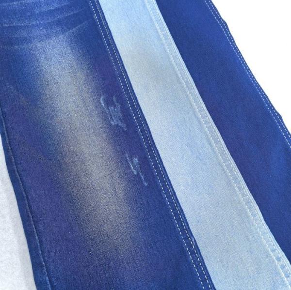 148-150cm Summer Sky Blue Satin Stretch Denim Fabric Cotton 70% Polyester 28% Spandex 2%