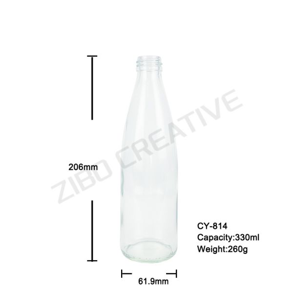 Flint Empty Glass Water Bottle Screw Top 330ml For Beverage 260g CY-814