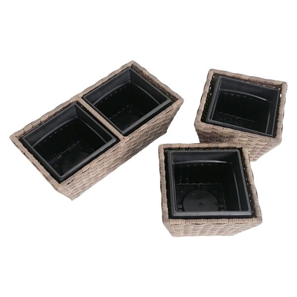 Factory Hot Sale Metal Frame Set of 3 Plastic Pots Home Garden Planter Stand