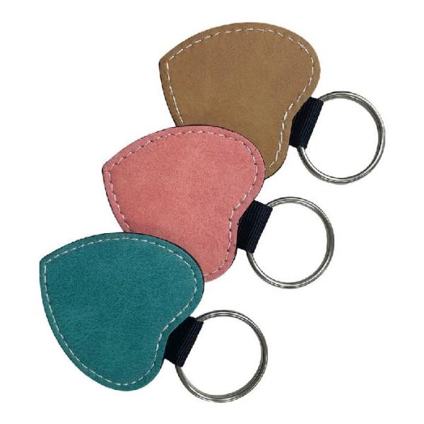 PU Sublimation Heart Keychain Blank Custom Logo Double Side Printing Sublimation Leather Keychain