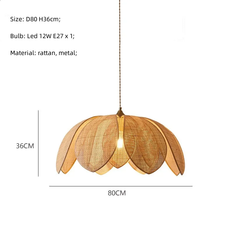 Restaurant Lighting Living Room Parlor Bar Decor Japanese Wicker Art Petal Pendant Light(WH-WP-141)