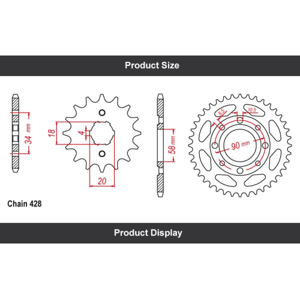 100/110/112/114/116L Links Customized Motorcycle Chain Sprocket Set for Honda CG 125