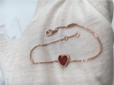 Bracelete doce do coração de Alhambra da joia do ouro das jovens senhoras 18K com cornalina