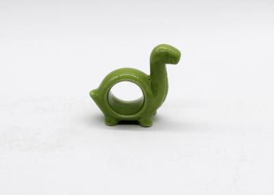 Green Dinosaur Ceramic Napkin Rings Wedding Party Decoration Handmade Dolomite Material