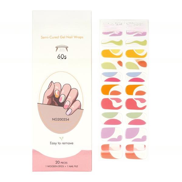 New design Semi-cured Gel Nail Sticker With Uv Lamp Gel Nail Wraps Gel Nail Stickers Semi Cured
