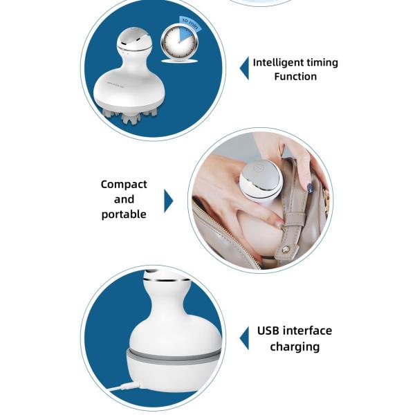 Customized Logo Availabled Mini Handheld Vibrating Body Massager Device for Head Massage Area in White Appearance