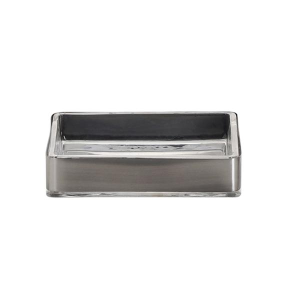 Vintage Look 3pcs Bath Accessories Set Clear Glass And Brushed Metal
