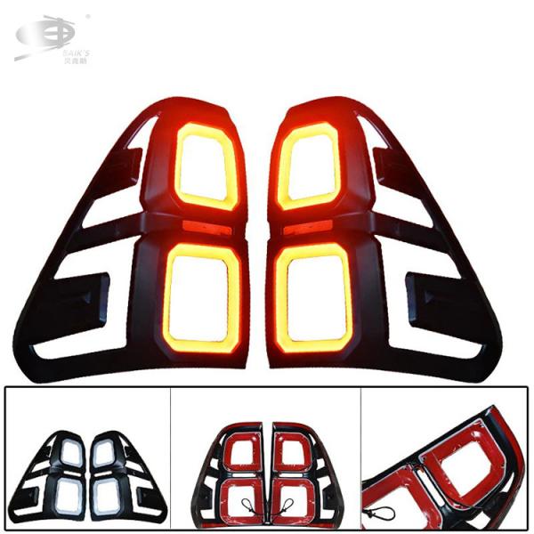 Tail Light Cover With Led Light Abs Chrome Black For Toyota Revo 2015-On
