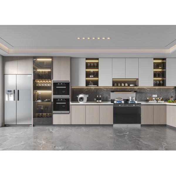 Plywood Kitchen Cabinet With Microwave & Handle Design Modern Custom Furniture