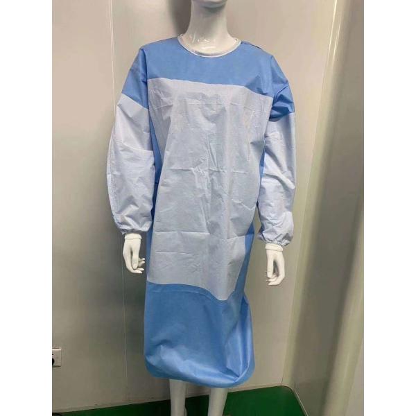 45 gsm Blue White SMS Reinforced Surgical Gown Surgical Clothes Hospital Uniform with knitted cuff for doctors