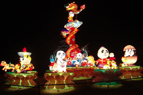 Popular Fabric Chinese Lanterns Hand Made For Lantern Festival Light Show