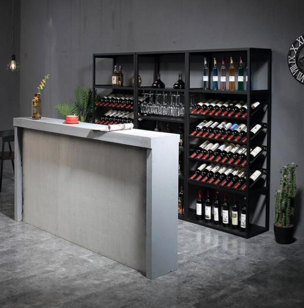 Black Elegant Wooden Wine Display Stand With Spray Painting Surface Treatment