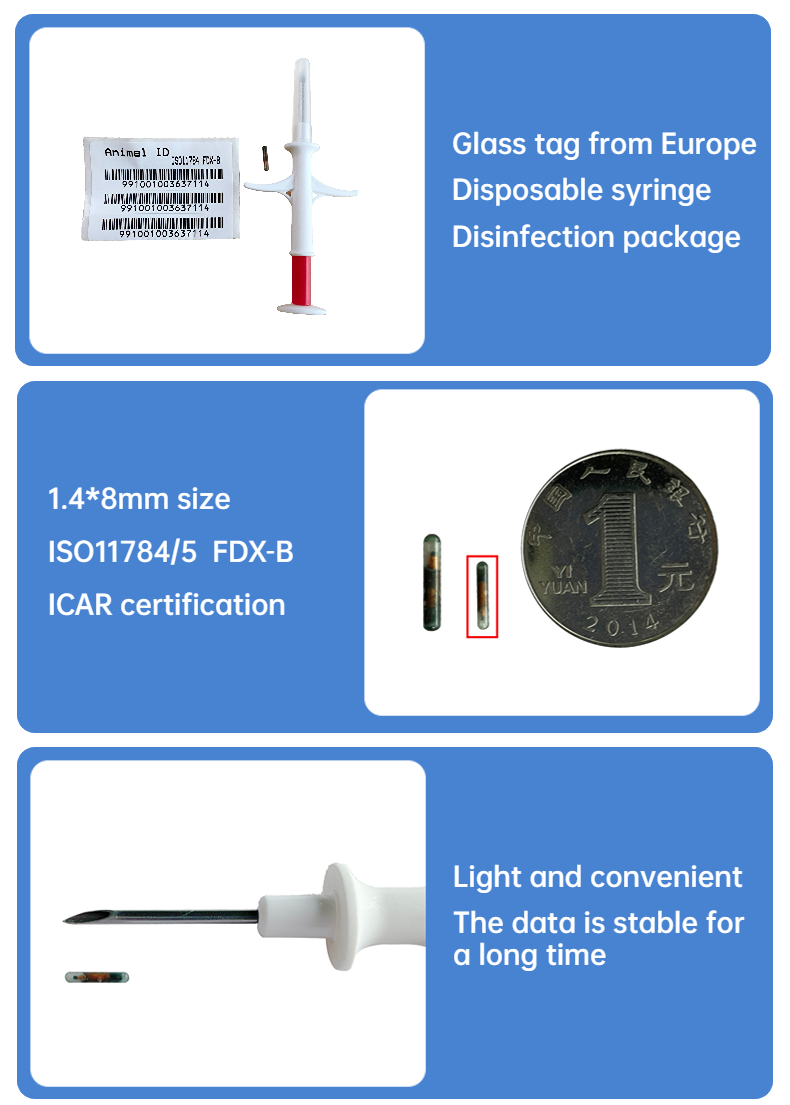 ICAR Certificated FOFIA RFID 134.2kHz Animal Microchip FDX/EM4305 Chip IP67 Waterproof for Pet Injection Plastic