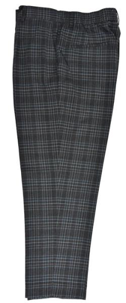 Men'S Custom Tailored Trousers Dark Grey Check T/R Fabric Excellent Workmanship