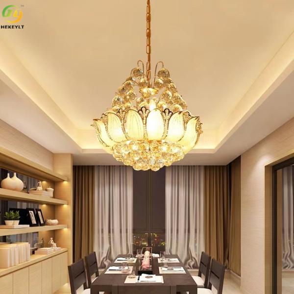 Lumières pendantes modernes accrochantes du cristal LED de plafonnier de rond de l'or K9