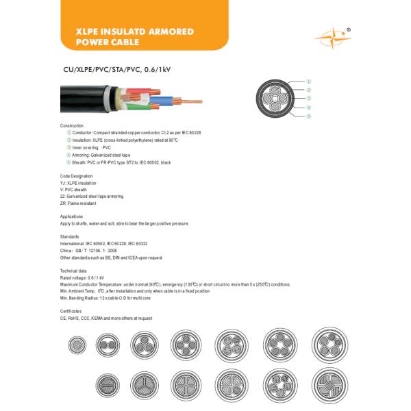 16mm 4 Core Steel Tape Armoured Cable for Power Plant