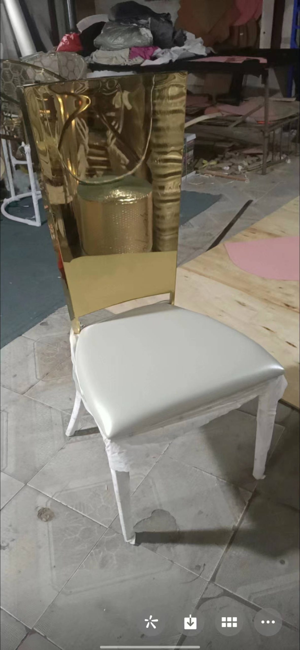 WENDING Gold Mirror Backrest White-Leg Modern Dining Chair – Luxury Hotel Banquet Chair