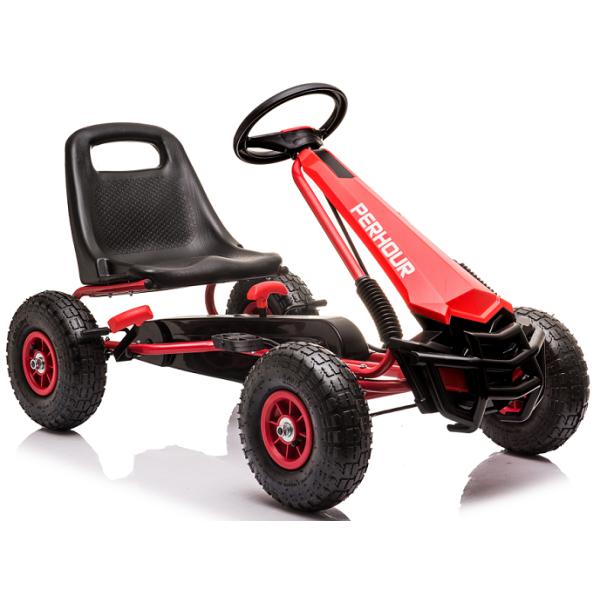 Дети 5-7 лет Красный четырехколесный педальный го-карт с нагнетательным колёсным сцеплением и тормозом