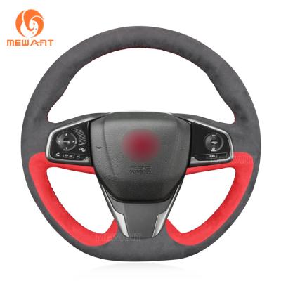 2017-2021 Honda Civic Type R Custom Hand Stitching Steering Wheel Cover in Grey Suede