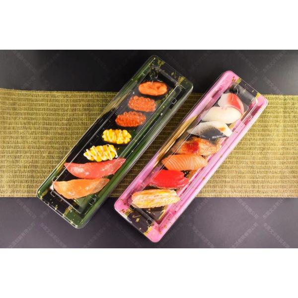 Packaging hot sale custom disposable plastic PP/PET/OPS popular design super large size takeaway sushi tray party。