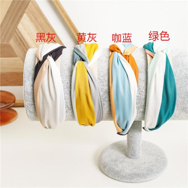 GLH007 Spring/summer new cross hair hoops wide edition color fabric women's hair knotted headband accessories