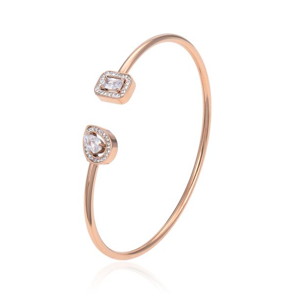 18k Zircon Stainless Steel Cuff Bangle