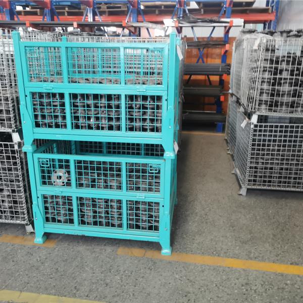 Customized Warehouse Industrial Heavy Duty Durable Metal Box Stack Collapsible  Grid Material Box