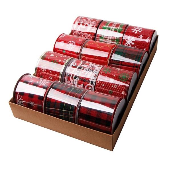 Cintas de borracha com fio personalizadas para presentes de Natal pela MSD Ribbon 2,5 polegadas
