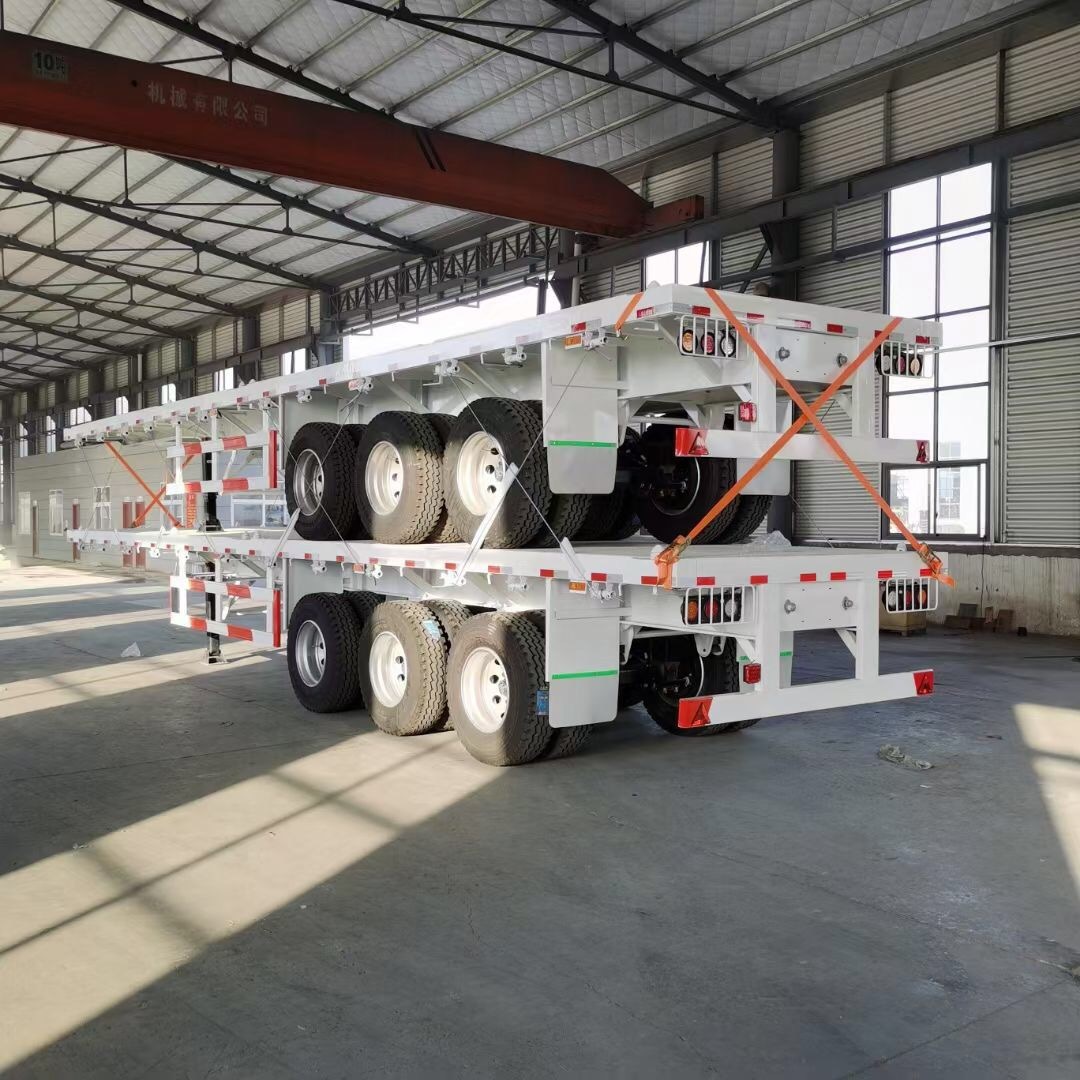 Container Flatbed Semi Trailer semi truck flatbed trailer featuring fifth wheel 90 designed for cargo transport and performance