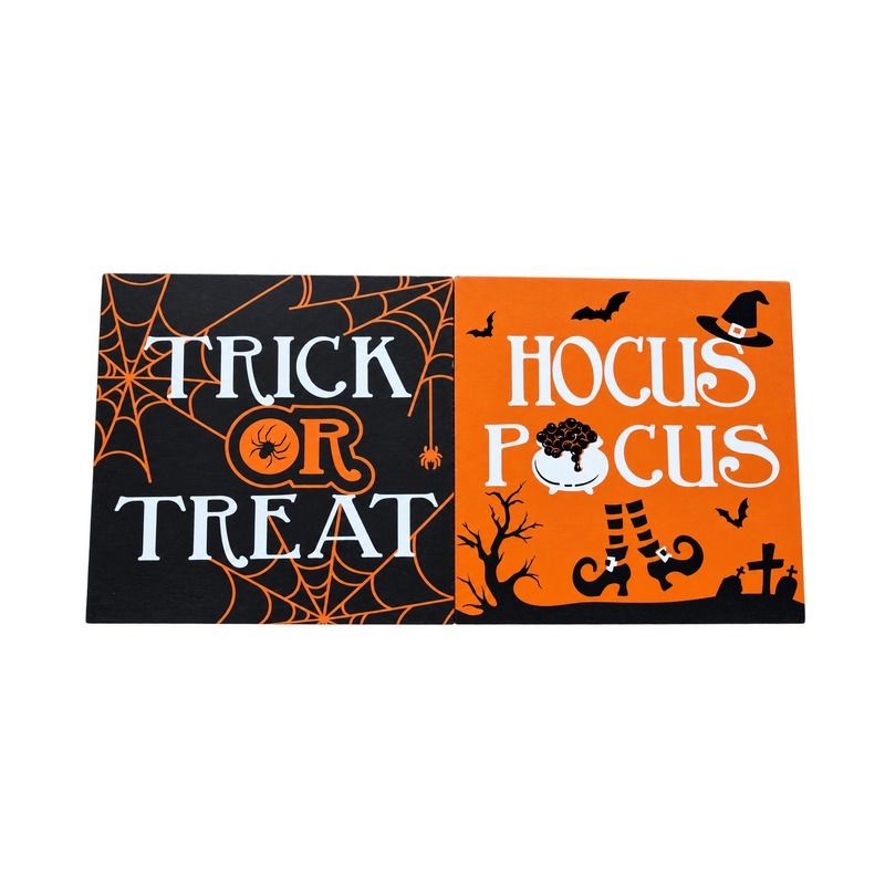 Custom OEM/ODM Halloween Sign Set with Mature Craftsmanship for Seasonal Retail Trick or Treat Hocus Pocus Decor