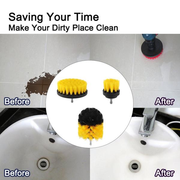 3Pcs/Set Electric Drill Scrubber Brush Plastic Round Cleaning Brush For Carpet Glass Car Tires Nylon Brushes