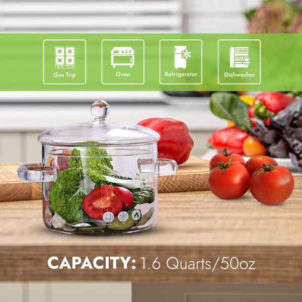 Modern Heat Resistance Glass Cooking Pot Multi Functional Tableware Soup Set