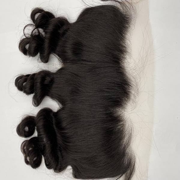 13x4 Lace Frontal Closure  Ear To Ear Free Part lace Closure Brazilian Loose Wave Frontal Human Hair Extension Pre-Plucked Frontal Closure Natural Black Color