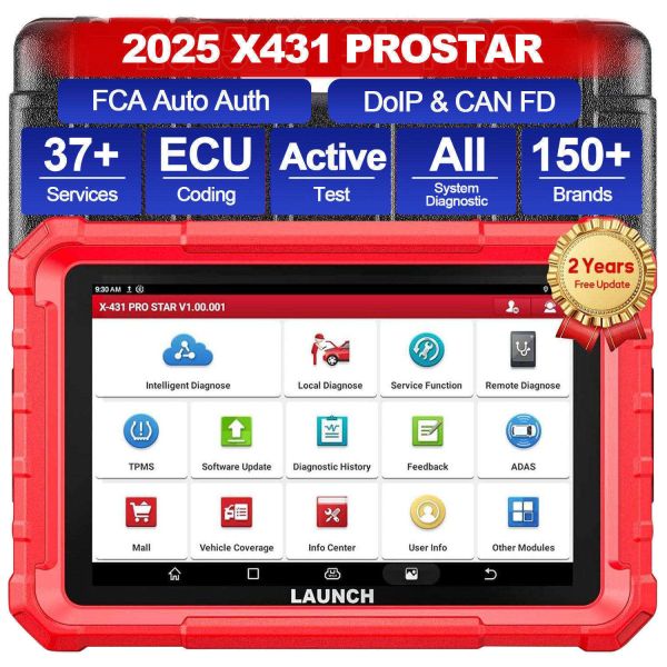 X-431 PRO Automotive Diagnostic Scanner with Online Firmware Updates, Bluetooth/USB Connectivity, and DTC Reading