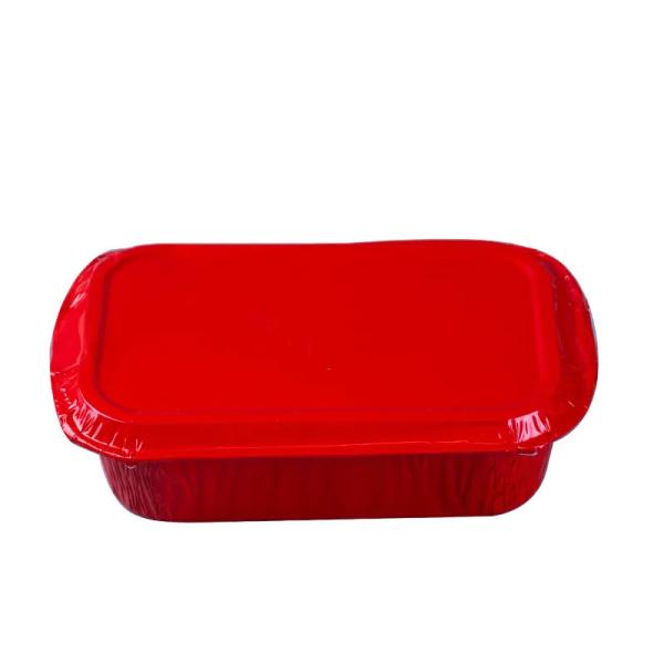 folha de alumínio Pan Airline Food Packing Trays da lancheira descartável do avião 500ml com tampas