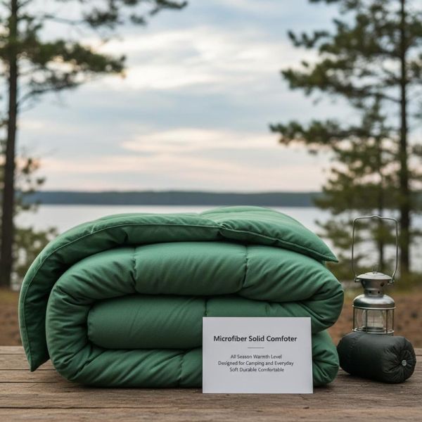 Microfiber Solid Microfiber Comforter All Season Warmth Level Designed for Camping and Everyday Soft Durable Comfortable