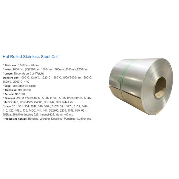 Bobina de acero inoxidable laminada en frío / en caliente ASTM SUS 301 302 303 304 304L 309 310 310S 316 321 200 300 400 Serie
