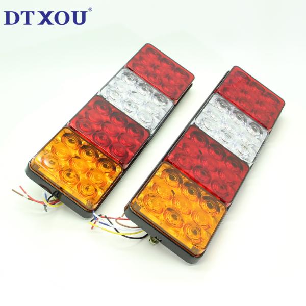 Red Yellow 12V 24V 3 Holes LED Tail Lights For Trucks