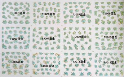 Nail Art Stickers,Nail Art Decals, Water Slide Nail Stickers, (TJ01-12 blue gold)