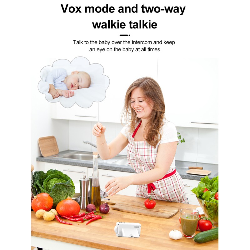 Smart Baby Pet Monitor With Camera and Audio 480P 2.8 Inch Screen 4X Zoom Sleep Surveillance IR Night Vision Two-Way Audio Cam