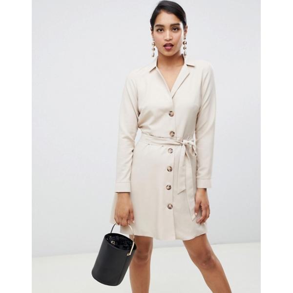 custom made fashion beige mini shirt dress with buttons