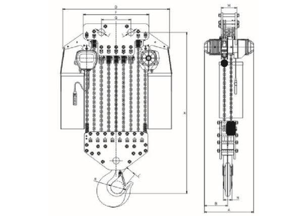 Foot Mounted Stainless Steel Chain Hoist 35 Ton G80 Load Chain Single Speed