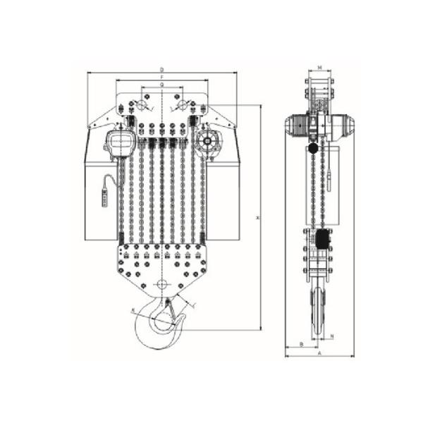 Foot Mounted Stainless Steel Chain Hoist 35 Ton G80 Load Chain Single Speed