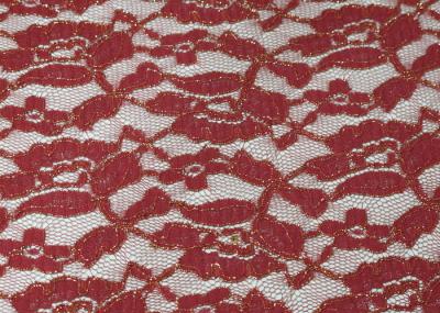 Stretchable Red Metallic Lace Fabric For Wedding Dress CY-LW0791 SGS